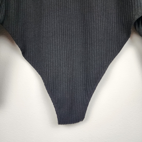Forever 21 Plus Bodysuit Ribbed Black Knit Puff Long Sleeve NWT Size 2X - Picture 12 of 16